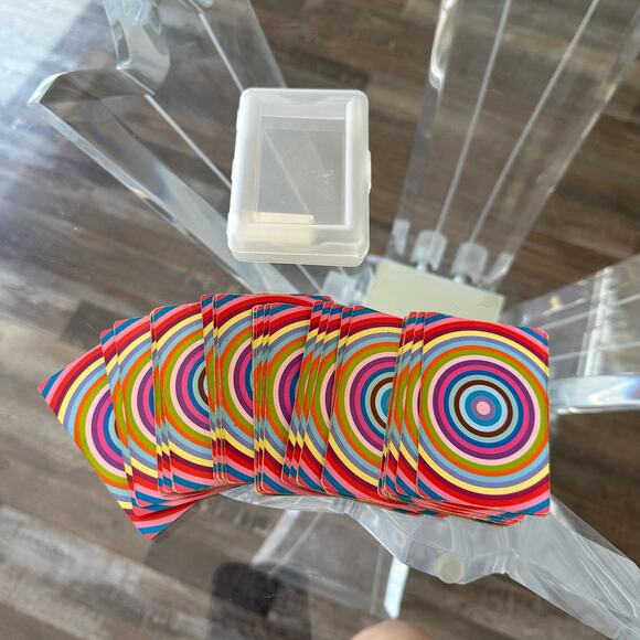 Fun Vintage Abstract Psychedelic Circle Pattern Playing Cards with Holder - Picture 2 of 5